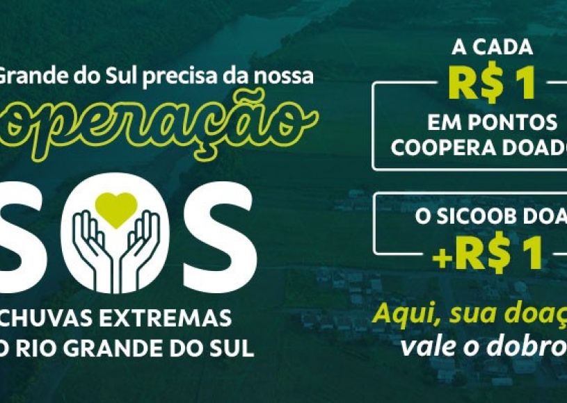 Campanha promovida pelo Sicoob arrecada valor superior a R$ 8,5 milhões para o Rio Grande do Sul