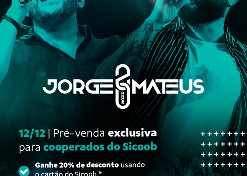 Cooperados com cartões do Sicoob tiveram acesso exclusivo à pré-venda da turnê de 20 anos de carreira da dupla Jorge & Mateus